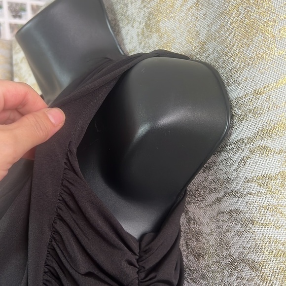 Fashion Nova Black Sexy Deep Neck Ruched Bodycone Dress Size S - Picture 9 of 16